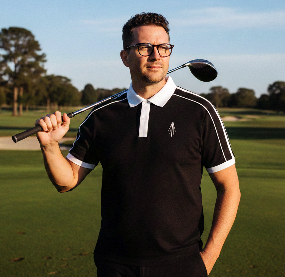 Contrast Collar Short-Sleeve Polo Shirt